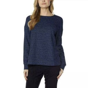 32 Degrees | Marled Blue Fleece Top | Large